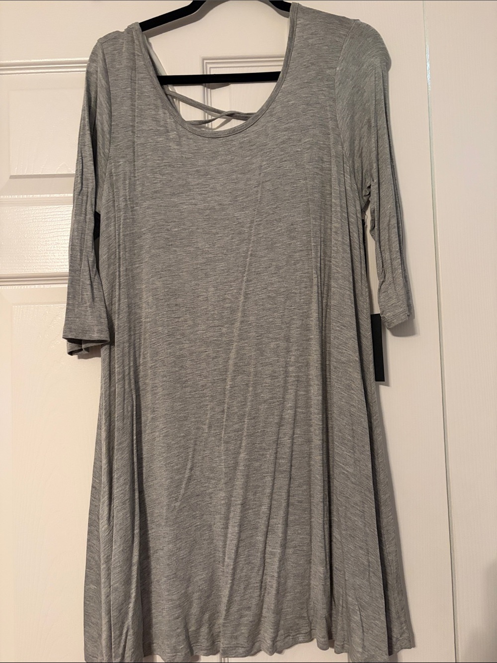 Light Gray Long Sleeve Scoop Neck Swing Dress